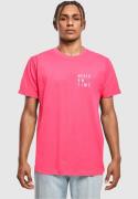 Merchcode Shirts 'Never On Time'  pink / hvid