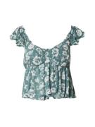 HOLLISTER Bluse  smaragd / hvid