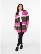 Zizzi Cardigan 'CASUNNY'  brun / fuchsia / lys pink