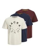 JACK & JONES Bluser & t-shirts 'WARRIOR'  lysebeige / mørkeblå / vinrø...