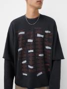 Bershka Sweatshirt  rød / sort / hvid