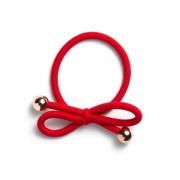 Ia Bon Hair Tie With Gold Bead Red