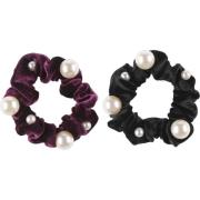 Mineas Scrunchies Velvet Small With Pearls 2 Colors 2 pcs