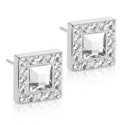 Blomdahl Natrural Titanium Brillance Halo Square 11mm Crystal