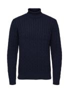 Slhryan Structure Roll Neck W Selected Homme Navy