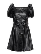 Button Detailed Leather Free Leather Dress DESIGNERS, REMIX Black