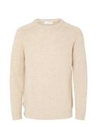 Slhnewcoban Lambs Wool Crew Neck W Noos Selected Homme Beige