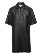 Slfberta 2/4 Short Leather Dress B Selected Femme Black