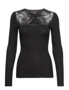 Silk T-Shirt W/ Lace Rosemunde Black