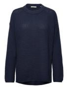 Textured Knitted Jumper Esprit Casual Navy
