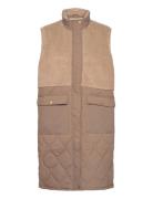 Hollie W Long Quilted Vest Weather Report Beige
