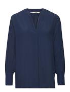 V-Neck Blouse, Lenzing™ Ecovero™ Esprit Casual Navy