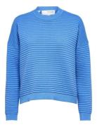Slflaurina Ls Knit O-Neck Selected Femme Blue