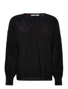 Blouse With Smocked Details, Lenzing™ Ecovero™ Esprit Casual Black