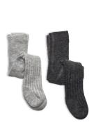 Wool Stocking - Rib 2-Pack Minymo Grey