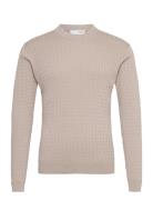 Slhmadden Ls Knit Cable Crew Neck B Selected Homme Beige