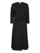 Reg Visc Wrap Knee Dress 7/8 Tommy Hilfiger Black