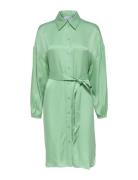 Slfirene-Tonia Ls Cupro Shirt Dress B Selected Femme Green