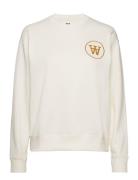 Jess Tonal Logo Sweatshirt Gots Double A By Wood Wood Cream