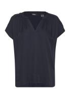 V-Necked Viscose Blouse Esprit Collection Navy