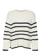 Vmsaba Ls O-Neck Stripe Pullover Ga Noos Vero Moda Cream