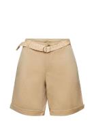 Shorts With Braided Raffia Belt Esprit Casual Brown