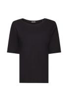 Linen Blend T-Shirt Esprit Casual Black