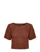Pcbeachy Ss Crop Knit Sww Pieces Brown