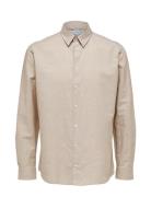 Slhregnew-Linen Shirt Ls Classic Selected Homme Beige