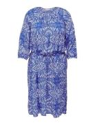 Carsonya Life 3/4 V-Neck Calf Dress Aop ONLY Carmakoma Blue