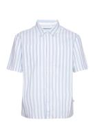 Cfalvin Ss Striped Waffel Shirt Casual Friday Blue