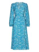 Objleonora L/S Wrap Midi Dress Object Blue