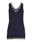 Rwbillie Sl Lace V-Neck Top Rosemunde Navy
