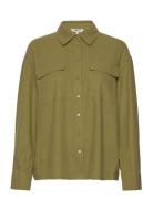 Onlcaro L/S Ovs Linen Bl Shirt Cc Pnt ONLY Green
