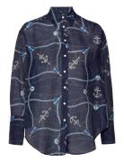 D2. Rel Sailing Print Cot Silk GANT Navy