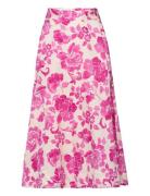 Printed Midi Skirt Mango Pink