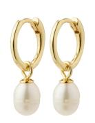 Berthe Recycled Pearl Hoop Earrings Pilgrim Gold