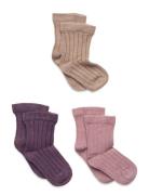 Wool Socks - Rib 3-Pack Minymo Patterned