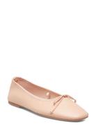 Bow Leather Ballerina Mango Pink