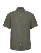 Reg Ut Gmnt Dyed Linen Ss Shirt GANT Khaki