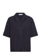 Short Sleeved Cotton Shirt Mango Navy