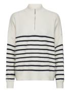 Striped Sweater With Zip Mango White