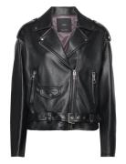 Over D Leather-Effect Jacket Mango Black