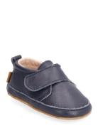 Luxury Leather Slippers Melton Navy