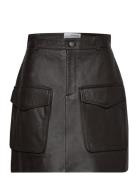 Slfkaisa Hw Short Leather Skirt Selected Femme Brown
