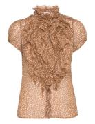 Liljasz Crinkle Ss Shirt Saint Tropez Brown