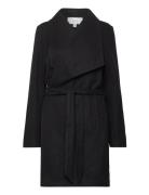 Vicooley Collar Belt Coat - Noos Vila Black