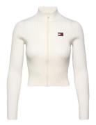Tjw Badge Zip Trhu Sweater Tommy Jeans White