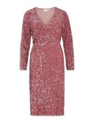 Viylla L/S Wrap Mid Calf Sequin Dress/Ka Vila Pink