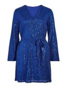 Viglitas Deep V-Neck L/S Sequin Dress Vila Blue